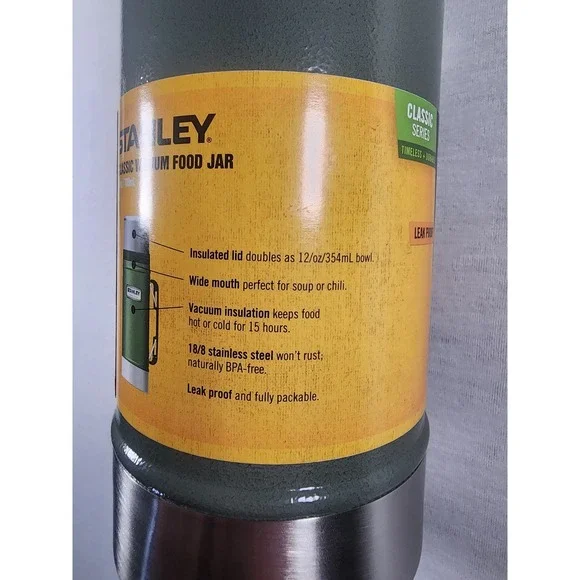 Stanley Legendary Classic Vacuum Food Jar 24oz Hammertone Green Thermos NEW - Picture 4 of 7